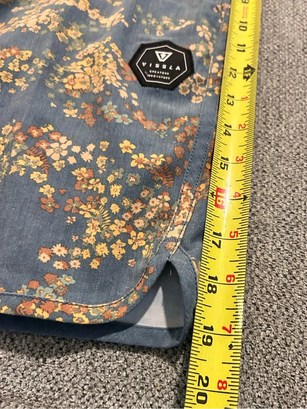 VISSLA Blue Floral Print Swim Trunks